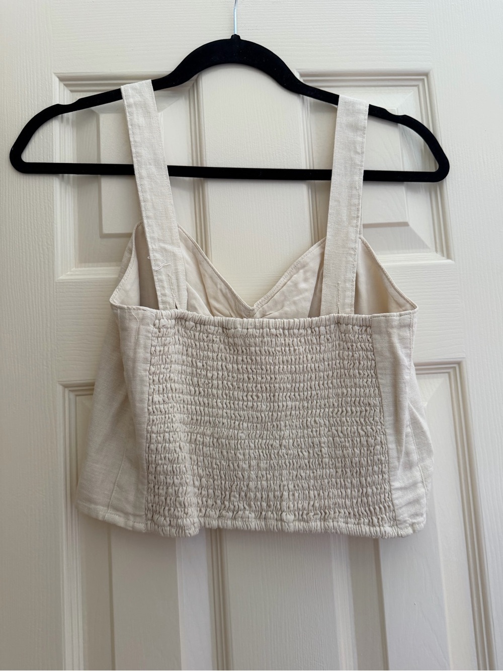 Abercrombie & Fitch Cream Square-Neck Linen-Blend Crop Top - Picture 5 of 6